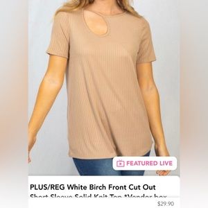 White Birch, Sz L Peek-a-boo Ribbed Knit Top, Tan /Sand / Beige Colored NWOT